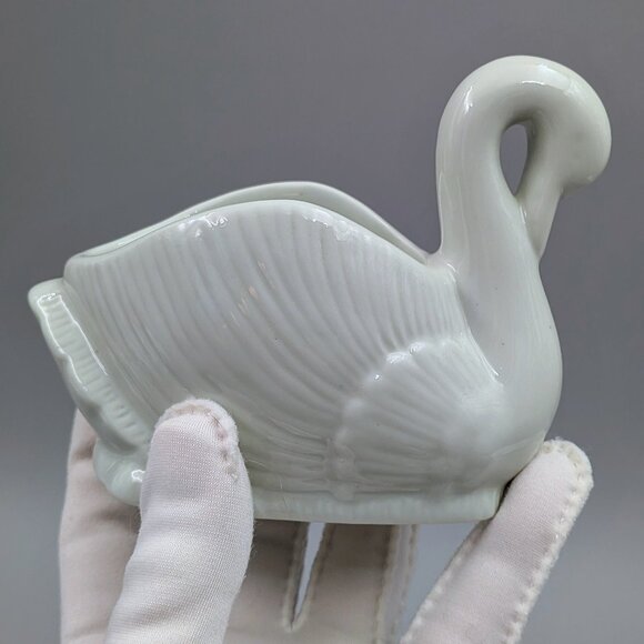 Vintage Ceramic Swan Dish | Elegant Trinket Tray | Planter Pot | Vanity Decor - Picture 8 of 8